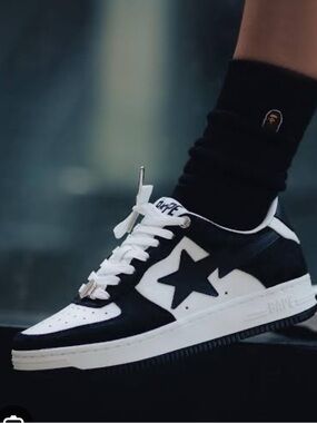 Black and White Bape Sneakers